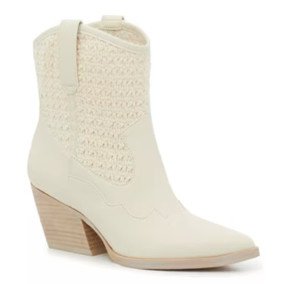 DV by Dolce Vita Shoes - DOLCE VITA White Textured Ankle Cowboy Boots